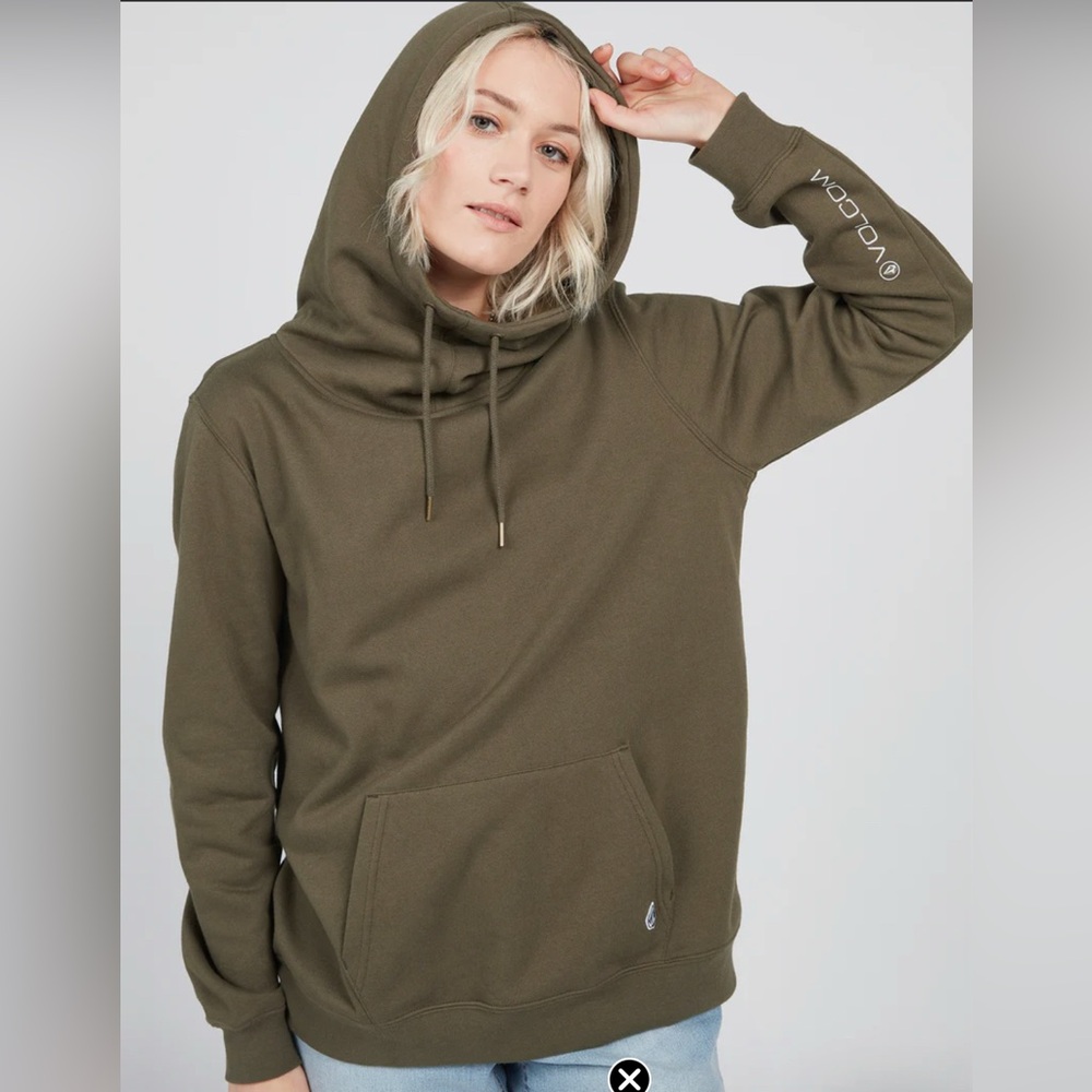 NEW! Volcom high neck green hoodie